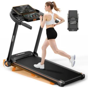 Foldable Treadmill 15 Incline Dual LED Display 8.5MPH Speed Bluetooth